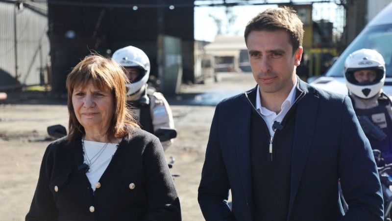 Aleart junto a la ministra Bullrich, este lunes en San Lorenzo